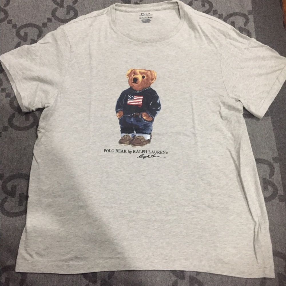 100% AUTHENTIC POLO BEAR T-SHIRT GRAY SIZE XL